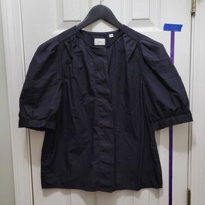 Wilfred Black Round-Neck Blouse with Stitch Detail